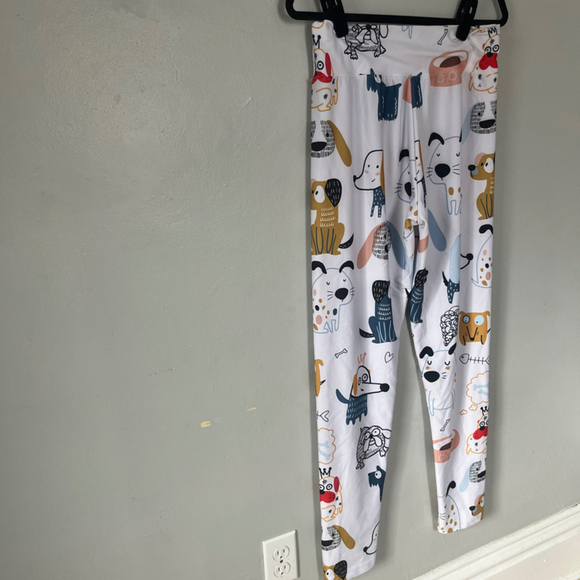 Women’s Cartoon Dog Graphic Print Leggings White Multi - Picture 4 of 7